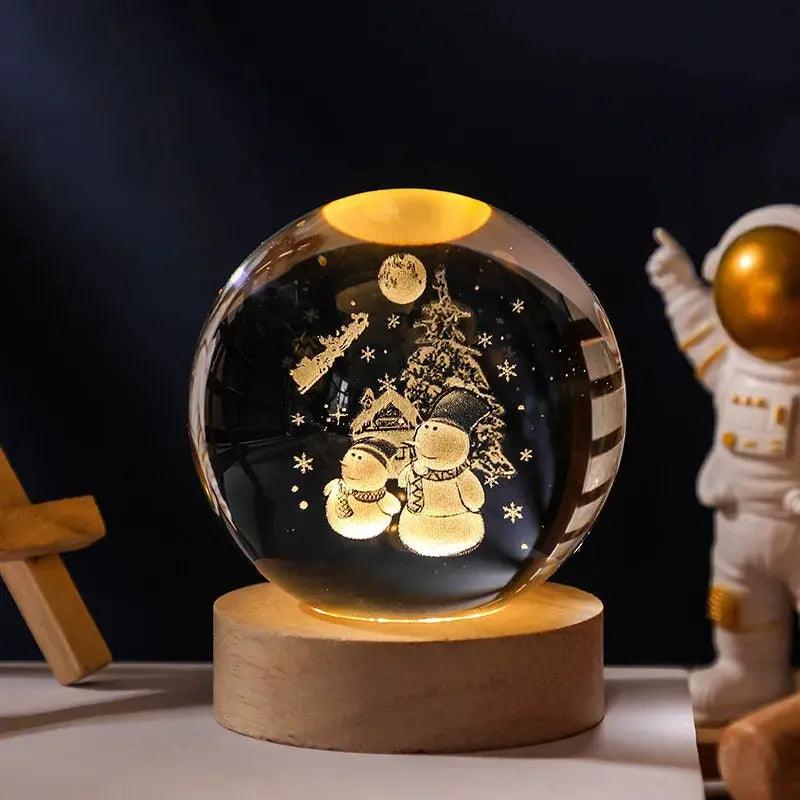 Crystal Globe Night Light 3D Solar System Laser Engraved Decoration - Awesome Marketplace