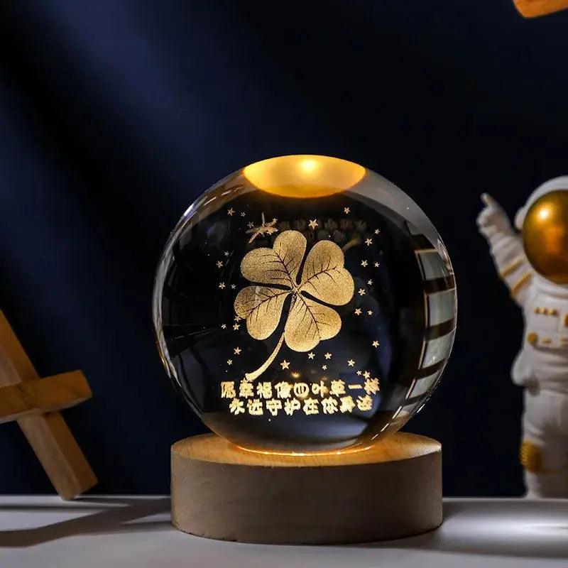 Crystal Globe Night Light 3D Solar System Laser Engraved Decoration - Awesome Marketplace