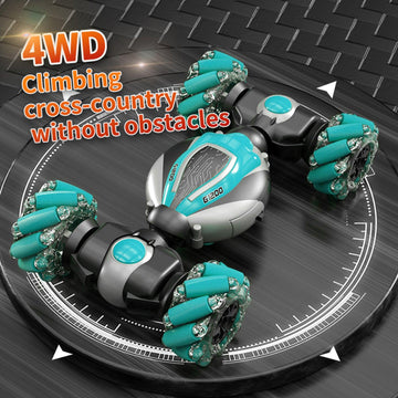 Remote Control Stunt Car 2.4GHz Watch Gesture Sensor Control Deformable Car All-Terrain for Kids with Function Cool Lights Side Drift Explosive Wheel One click Demonstration in USA to USA