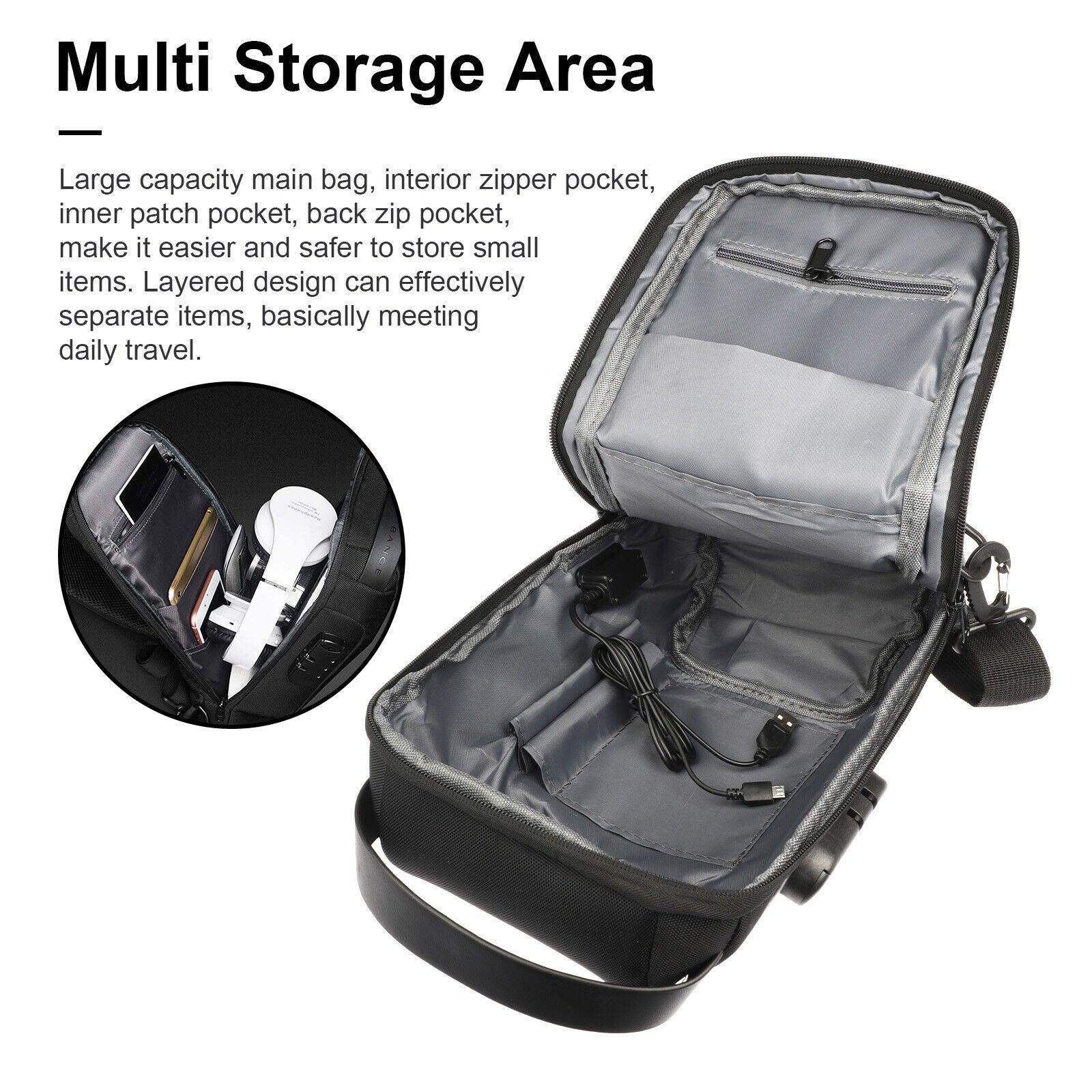 waterproof, anti-theft crossbody bag usb charger