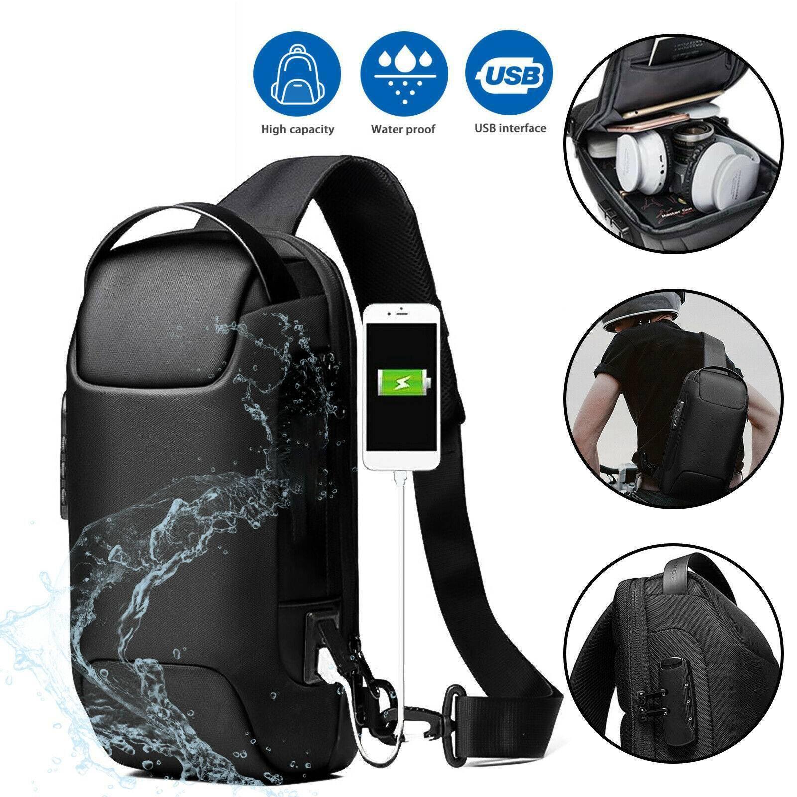 waterproof, anti-theft crossbody bag usb charger