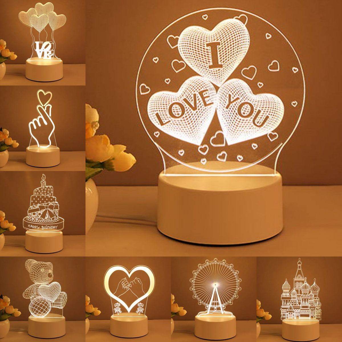 3D Acrylic USB LED Night Lights Sign Lamp