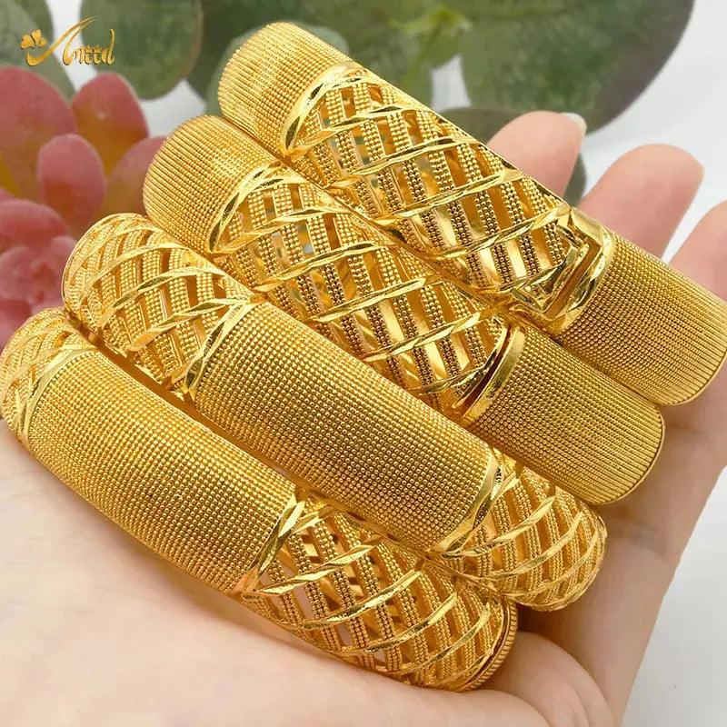 ANIID Dubai Bangles 24K Gold Color African Bracelet For Women Wholesale Designer Alloy Jewellery Wedding Luxury Hawaiian Jewelry Awesome Markeplace