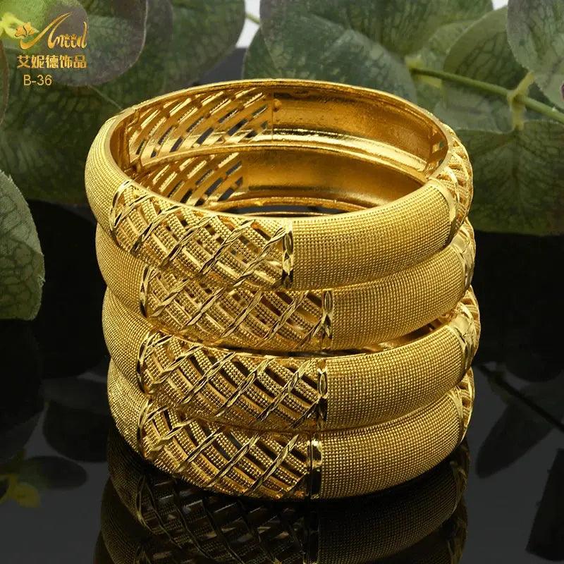 ANIID Dubai Bangles 24K Gold Color African Bracelet For Women Wholesale Designer Alloy Jewellery Wedding Luxury Hawaiian Jewelry Awesome Markeplace