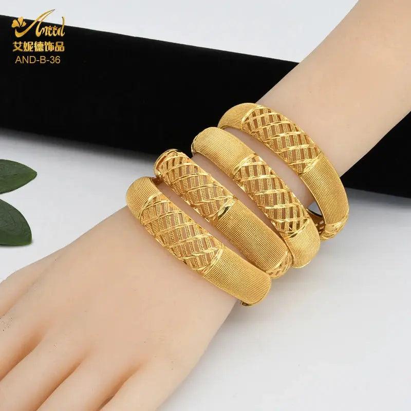 ANIID Dubai Bangles 24K Gold Color African Bracelet For Women Wholesale Designer Alloy Jewellery Wedding Luxury Hawaiian Jewelry Awesome Markeplace