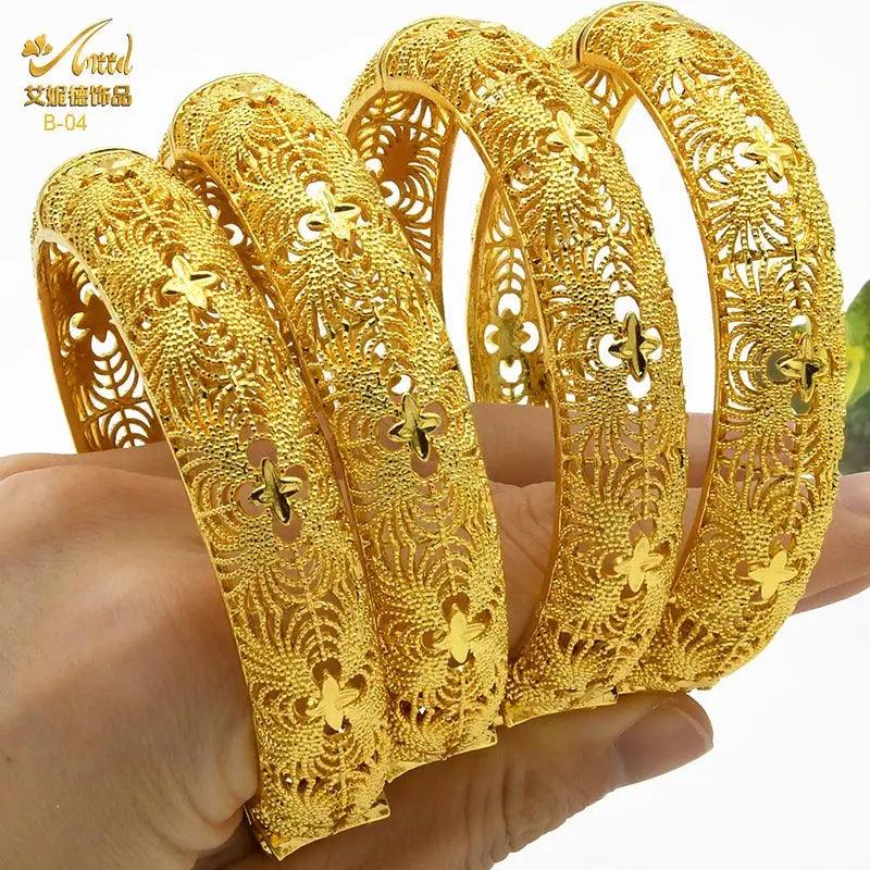 Gold Color Dubai Bangles African Bracelet for Women | Luxury Wedding Jewelry - Awesome Marketplace