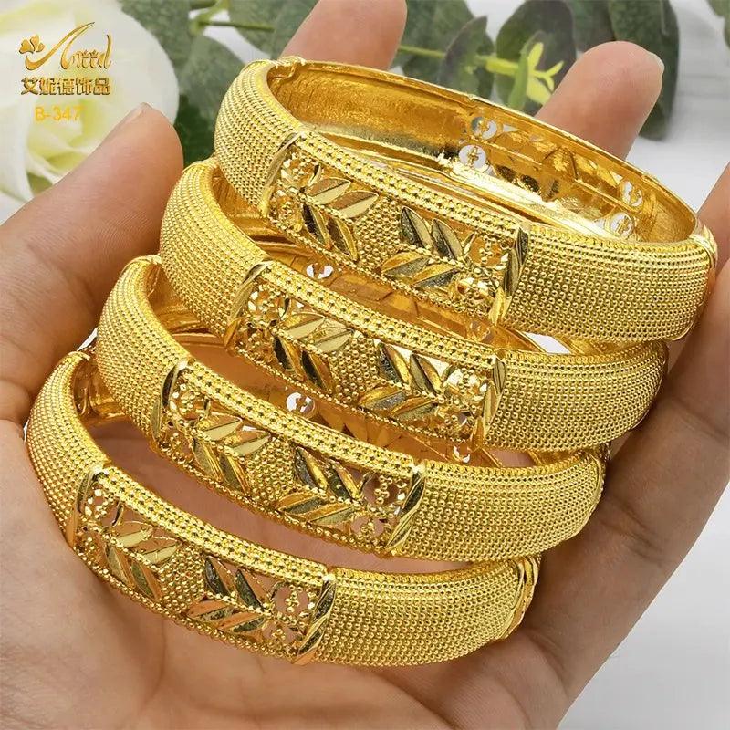 Gold Color Dubai Bangles African Bracelet for Women | Luxury Wedding Jewelry - Awesome Marketplace