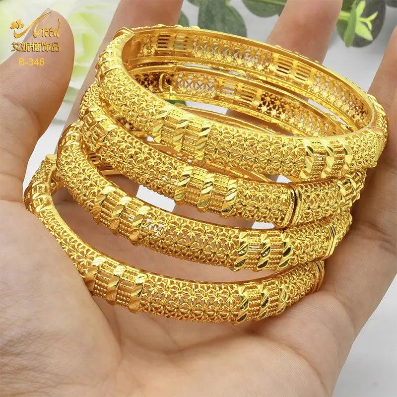 Gold Color Dubai Bangles African Bracelet for Women | Luxury Wedding Jewelry - Awesome Marketplace