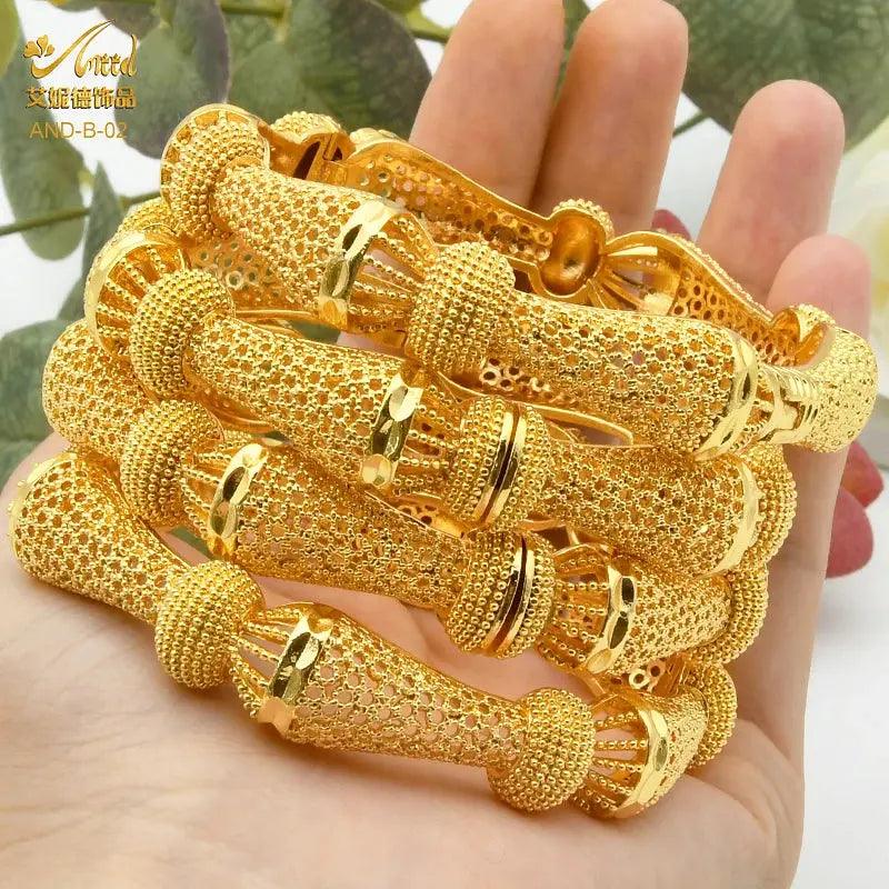 Gold Color Dubai Bangles African Bracelet for Women | Luxury Wedding Jewelry - Awesome Marketplace