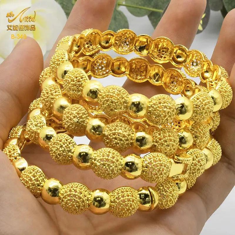 Gold Color Dubai Bangles African Bracelet for Women | Luxury Wedding Jewelry - Awesome Marketplace