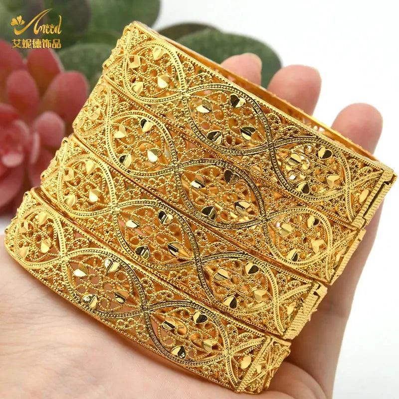 Gold Color Dubai Bangles African Bracelet for Women | Luxury Wedding Jewelry - Awesome Marketplace