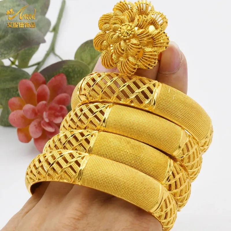 Gold Color Dubai Bangles African Bracelet for Women | Luxury Wedding Jewelry - Awesome Marketplace