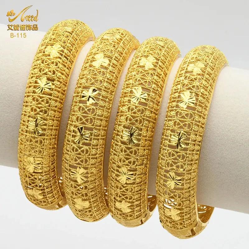 Gold Color Dubai Bangles African Bracelet for Women | Luxury Wedding Jewelry - Awesome Marketplace