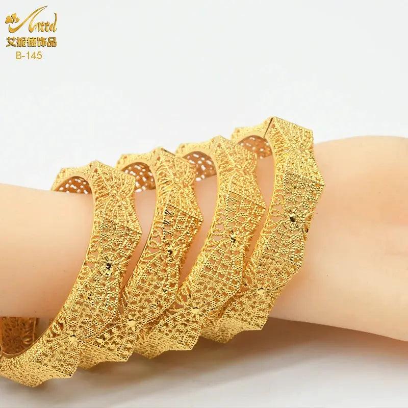 Gold Color Dubai Bangles African Bracelet for Women | Luxury Wedding Jewelry - Awesome Marketplace