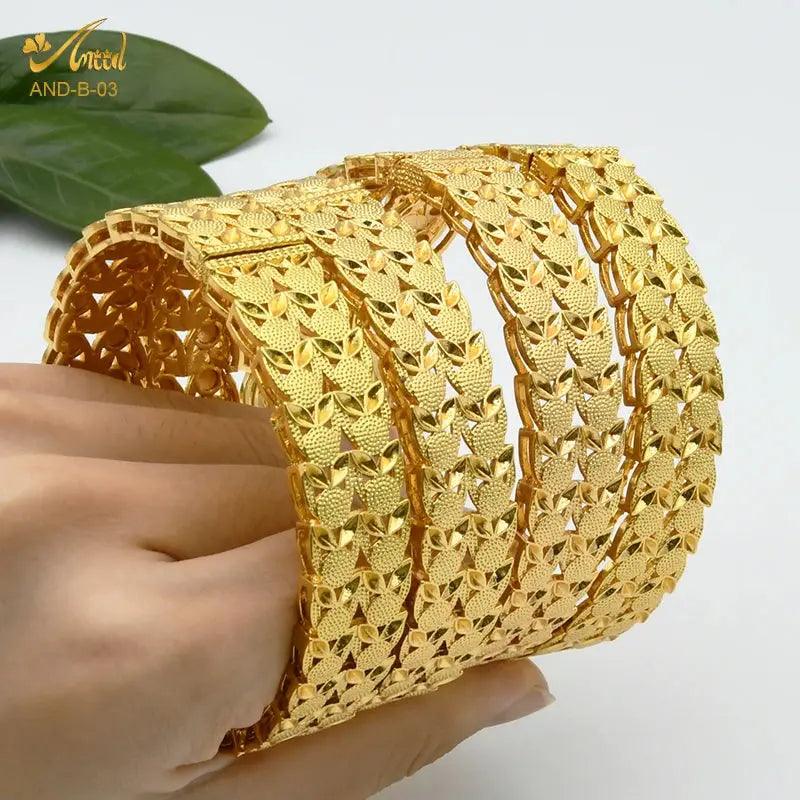 Gold Color Dubai Bangles African Bracelet for Women | Luxury Wedding Jewelry - Awesome Marketplace