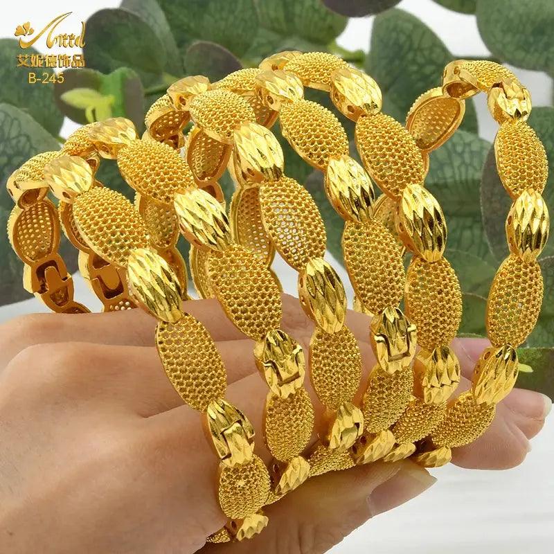 Gold Color Dubai Bangles African Bracelet for Women | Luxury Wedding Jewelry - Awesome Marketplace