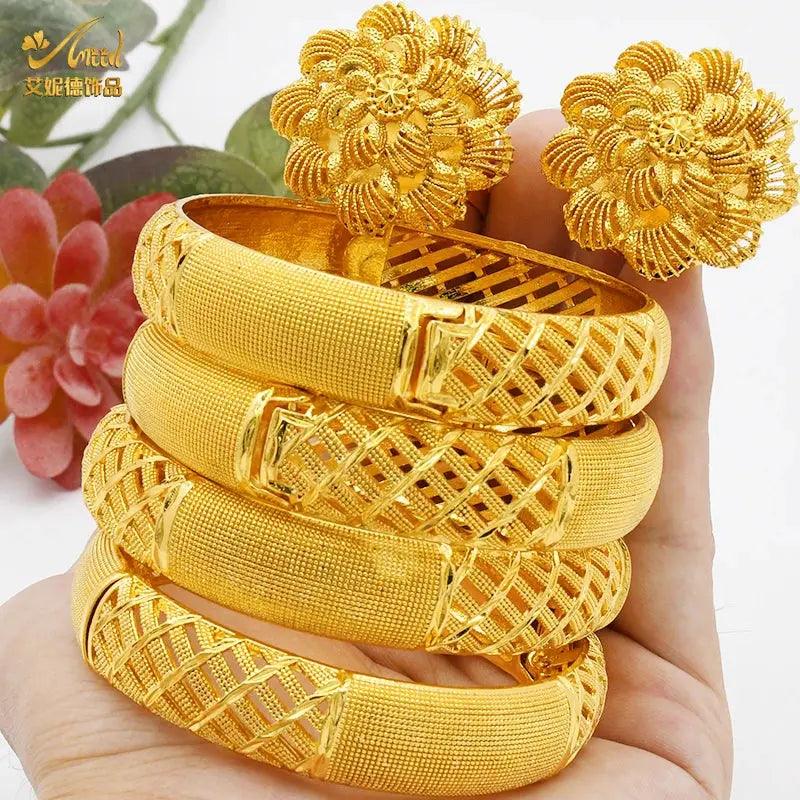 Gold Color Dubai Bangles African Bracelet for Women | Luxury Wedding Jewelry - Awesome Marketplace