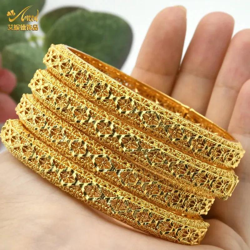 Gold Color Dubai Bangles African Bracelet for Women | Luxury Wedding Jewelry - Awesome Marketplace