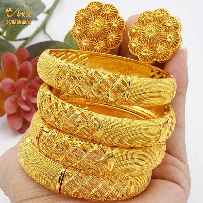 Gold Color Dubai Bangles African Bracelet for Women | Luxury Wedding Jewelry - Awesome Marketplace