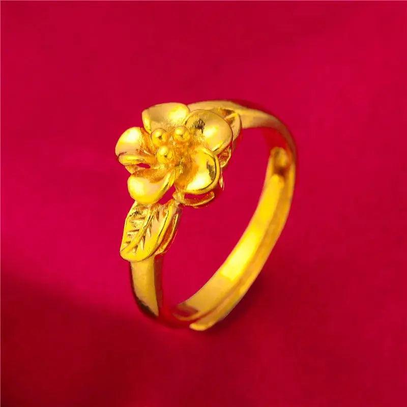 ANIID Ethiopia Dubai Flower Gold Color Arab Rings Resizable For Women Wedding Jewelry African Party Gift Nigerian Jewellery Awesome Markeplace