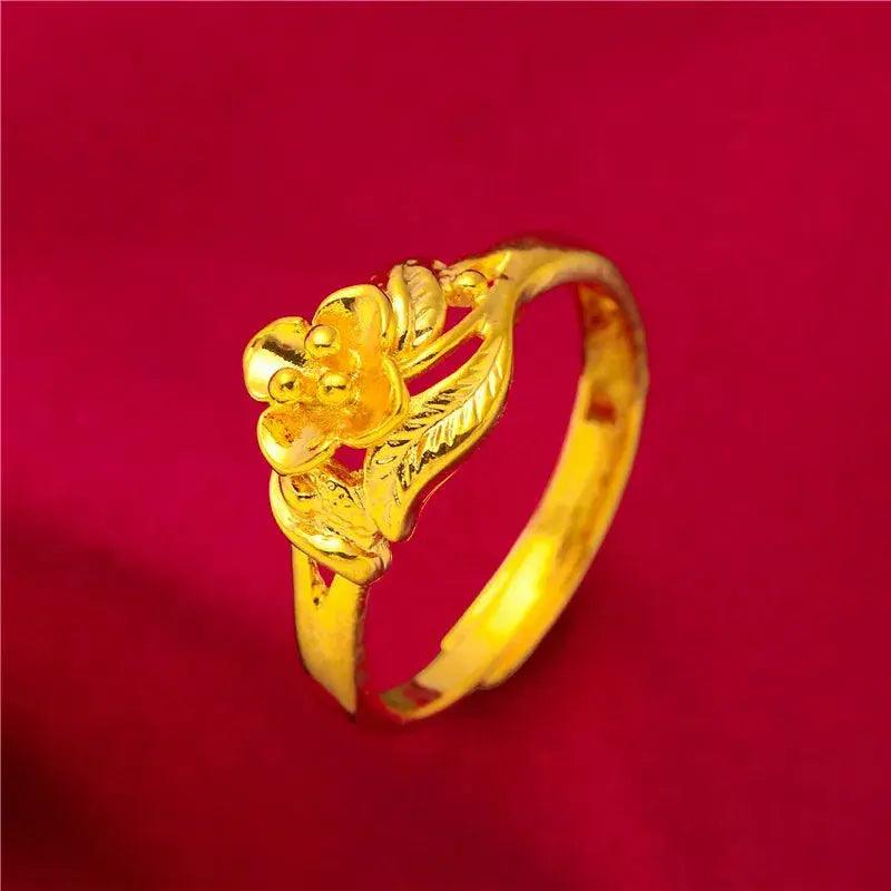 ANIID Ethiopia Dubai Flower Gold Color Arab Rings Resizable For Women Wedding Jewelry African Party Gift Nigerian Jewellery Awesome Markeplace