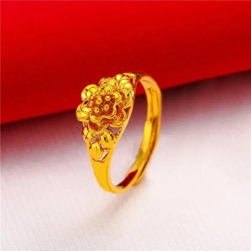 ANIID Ethiopia Dubai Flower Gold Rings Resizable Wedding & Party Jewelry - Awesome Marketplace