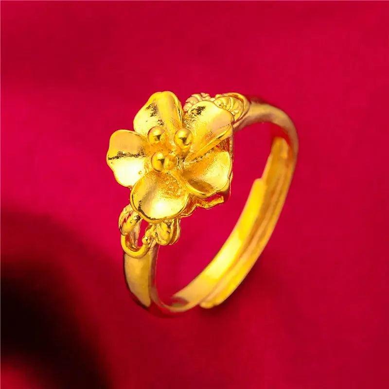 ANIID Ethiopia Dubai Flower Gold Rings Resizable Wedding & Party Jewelry - Awesome Marketplace