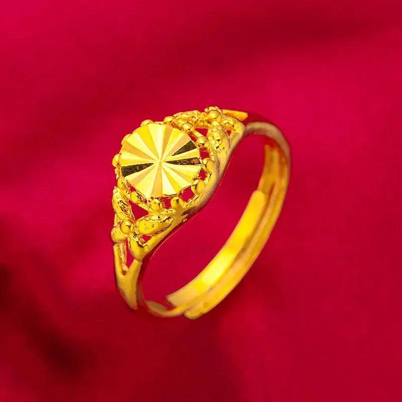 ANIID Ethiopia Dubai Flower Gold Rings Resizable Wedding & Party Jewelry - Awesome Marketplace