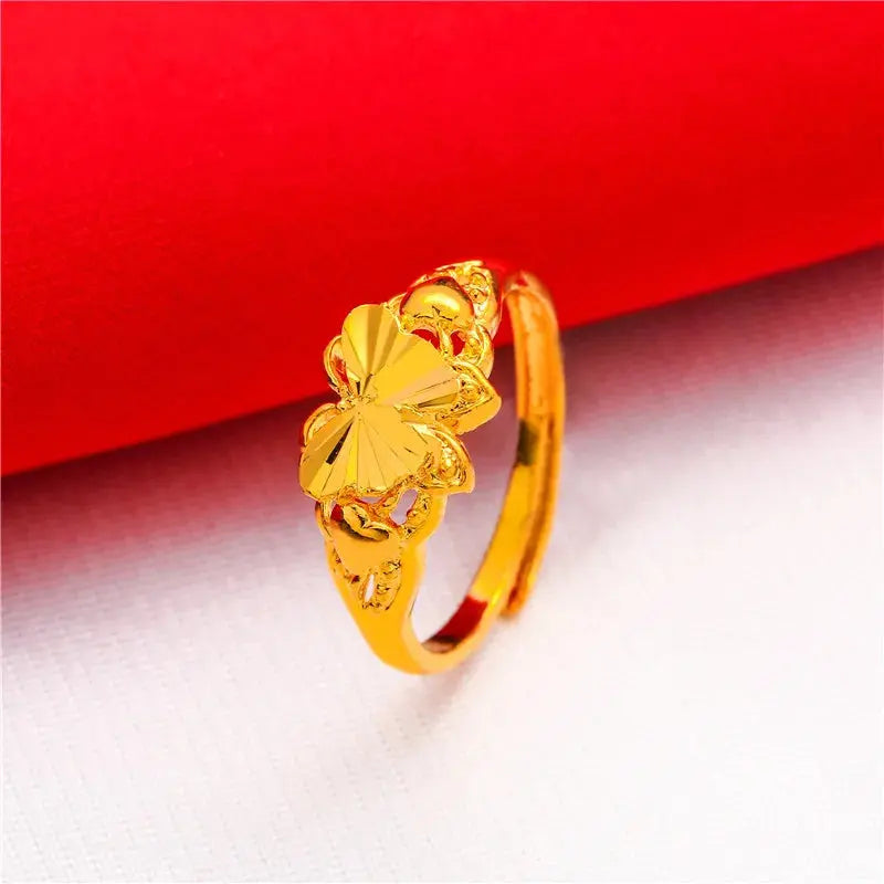 ANIID Ethiopia Dubai Flower Gold Rings Resizable Wedding & Party Jewelry - Awesome Marketplace