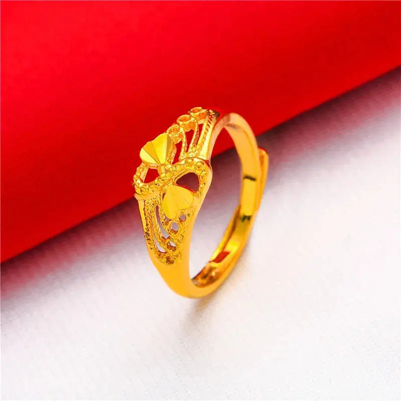 ANIID Ethiopia Dubai Flower Gold Rings Resizable Wedding & Party Jewelry - Awesome Marketplace