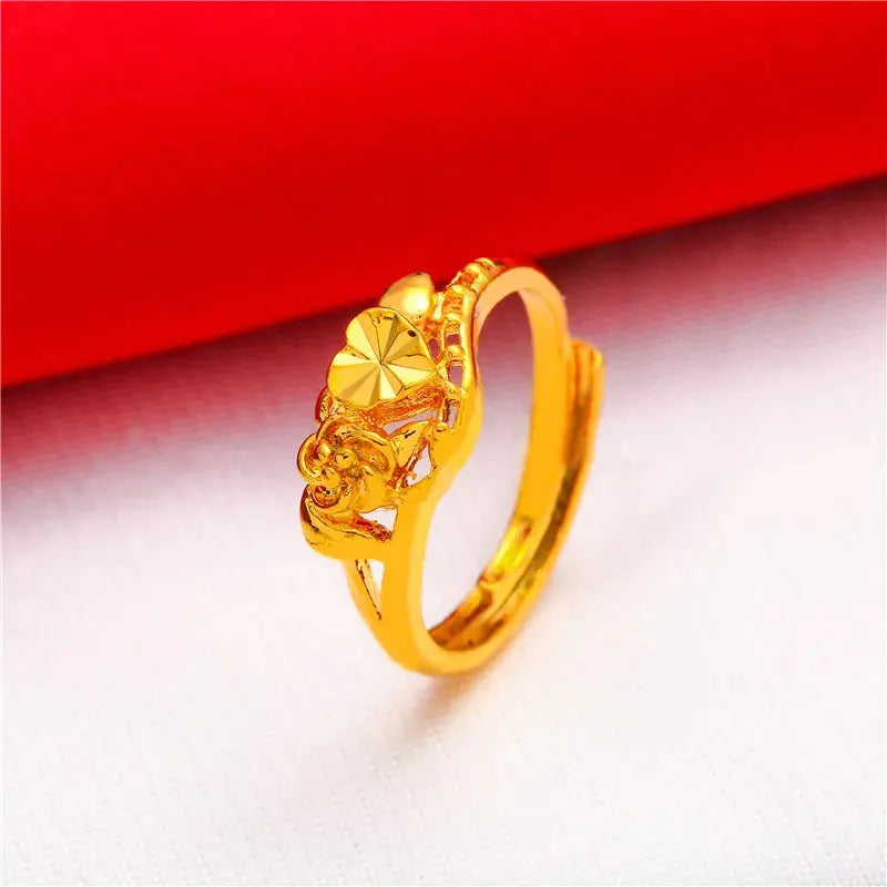 ANIID Ethiopia Dubai Flower Gold Rings Resizable Wedding & Party Jewelry - Awesome Marketplace