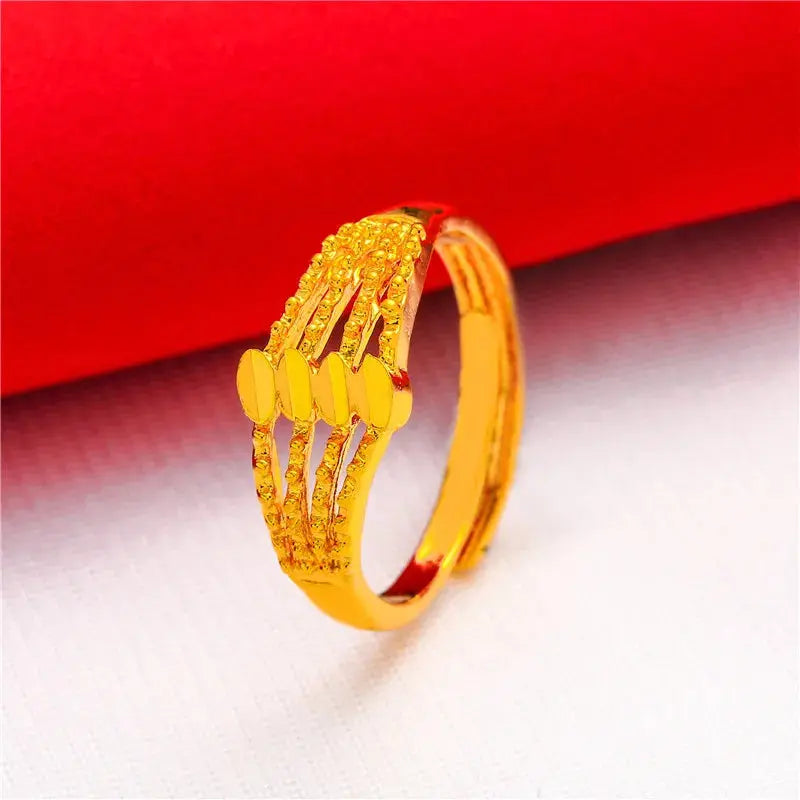 ANIID Ethiopia Dubai Flower Gold Rings Resizable Wedding & Party Jewelry - Awesome Marketplace