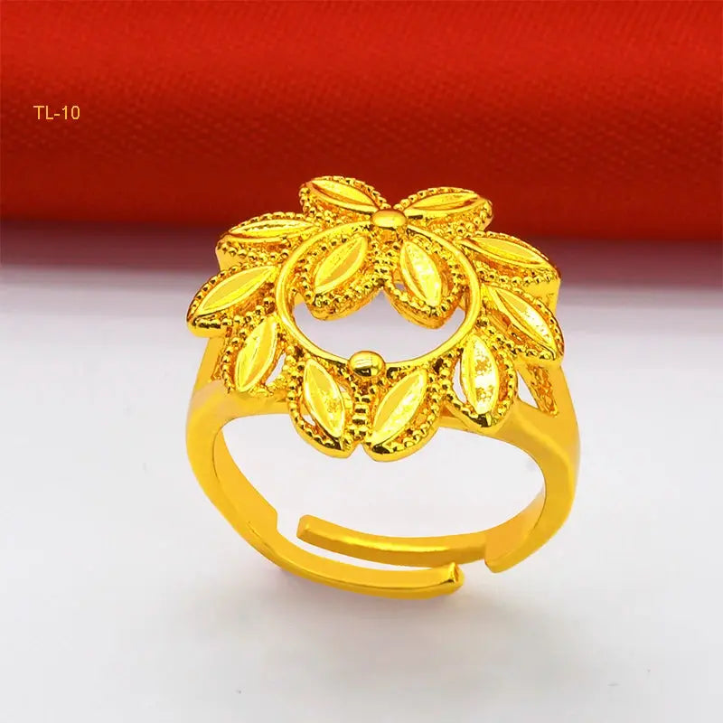 ANIID Ethiopia Dubai Flower Gold Rings Resizable Wedding & Party Jewelry - Awesome Marketplace