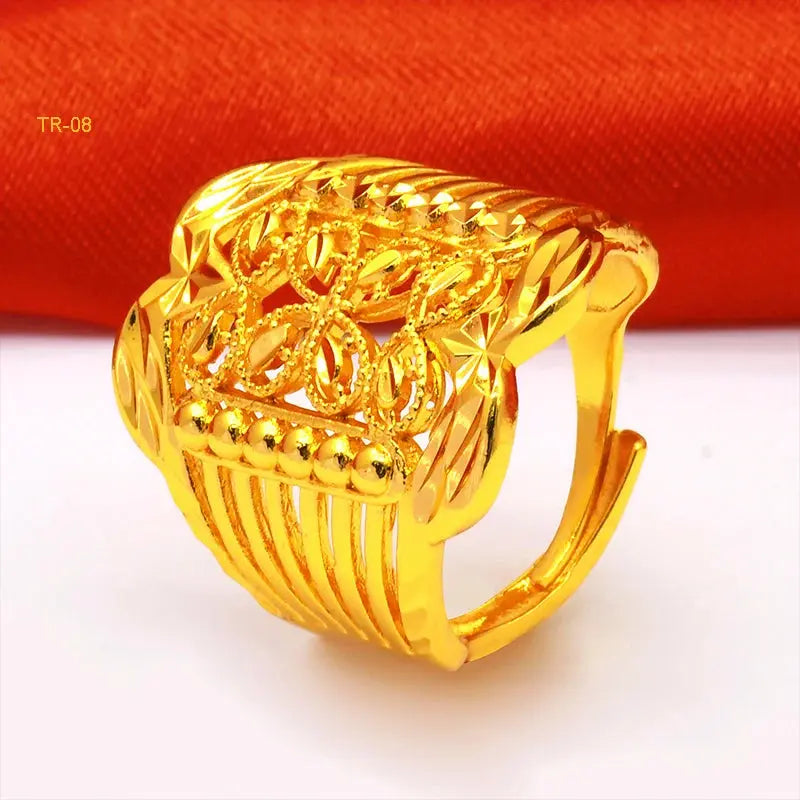 ANIID Ethiopia Dubai Flower Gold Rings Resizable Wedding & Party Jewelry - Awesome Marketplace