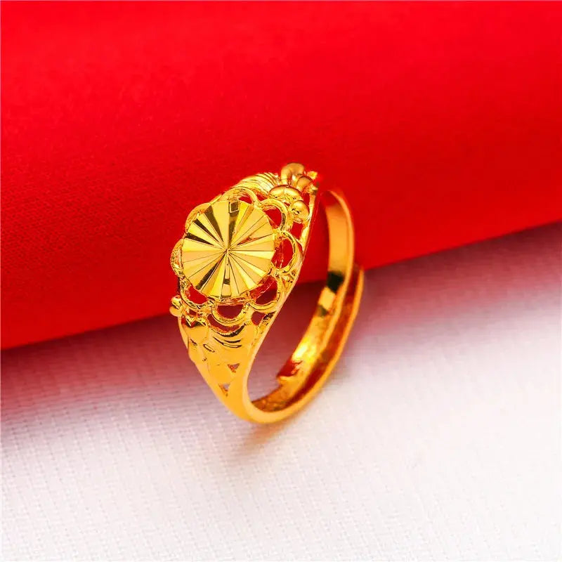 ANIID Ethiopia Dubai Flower Gold Rings Resizable Wedding & Party Jewelry - Awesome Marketplace