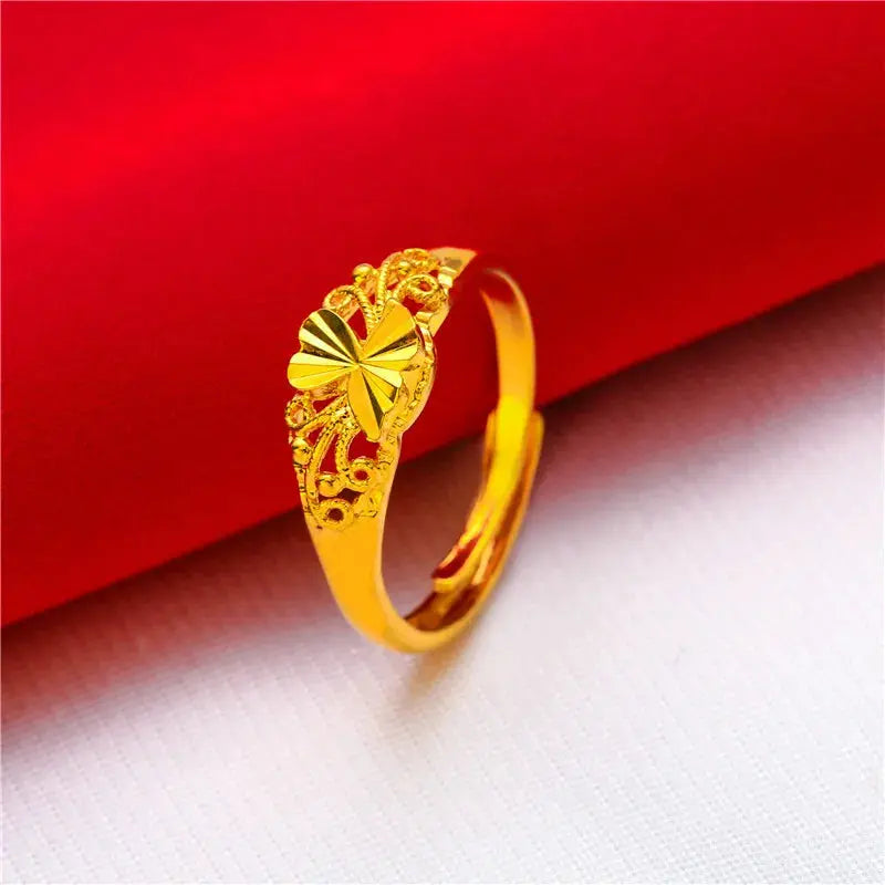 ANIID Ethiopia Dubai Flower Gold Rings Resizable Wedding & Party Jewelry - Awesome Marketplace