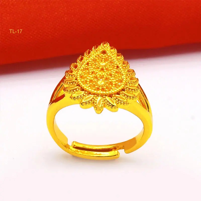 ANIID Ethiopia Dubai Flower Gold Rings Resizable Wedding & Party Jewelry - Awesome Marketplace