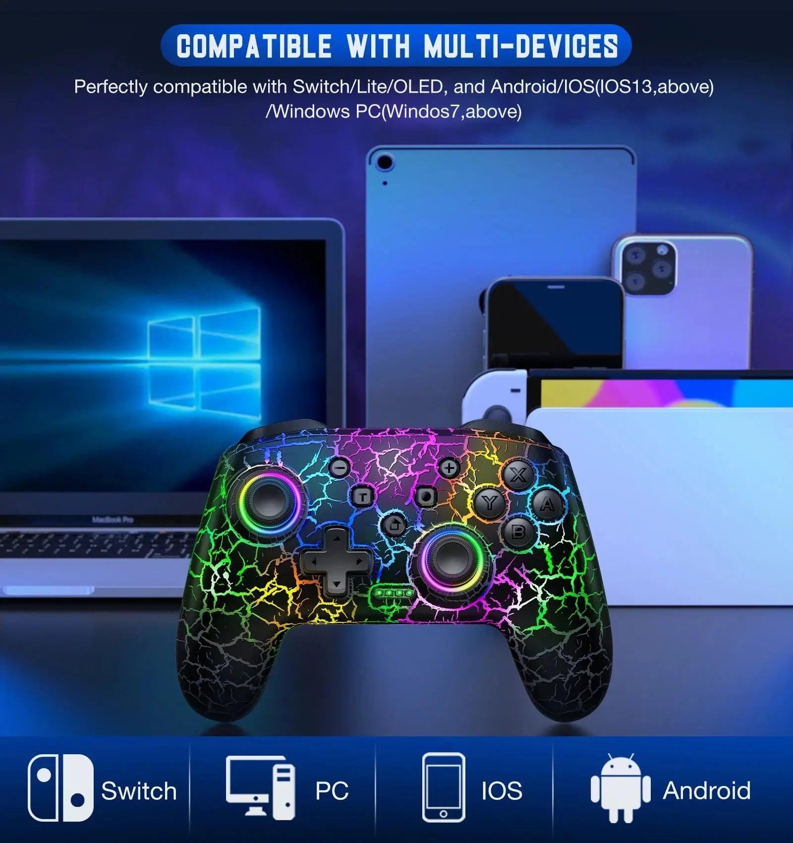 BEBONCOOL Q215 RGB Wireless Game Controller for Switch, PC, iOS & Android - Pro Controller with RGB Lighting - Awesome Marketplace