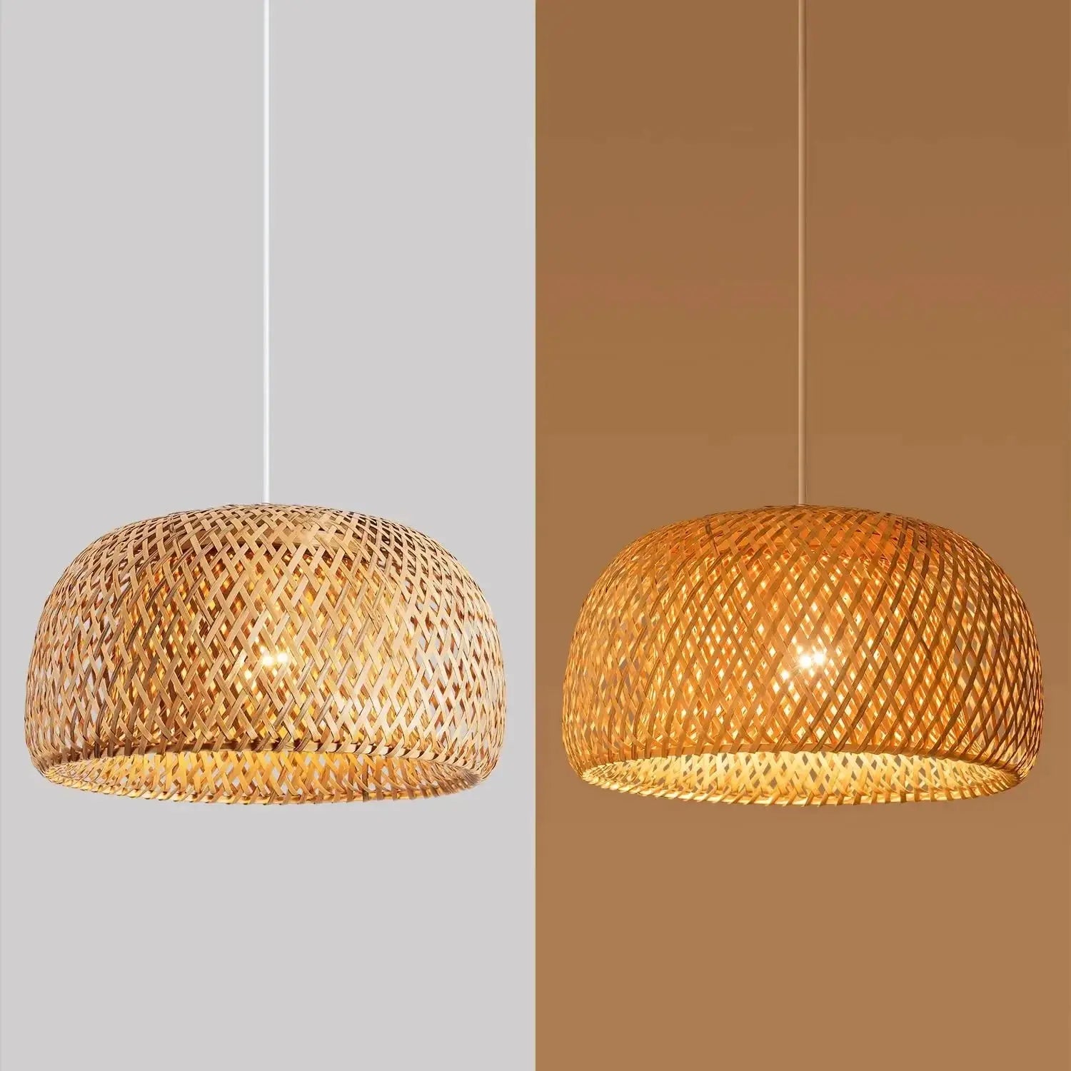 Bamboo Wicker Pendant Lamp - Hand-Woven Hanging Light - Awesome Marketplace