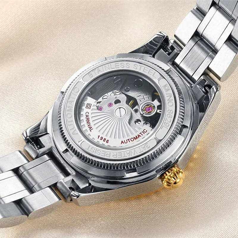 CARNIVAL Women's Diamond Automatic Watch Elegant Stainless Steel Bracelet - Awesome Marketplace