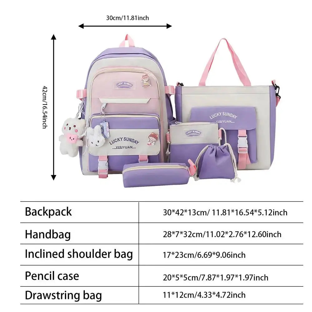 Large Capacity Canvas School Backpack Combo Set - Bag Combo Kit for Boys, Girls, Teenage & Students - Awesome Marketplace