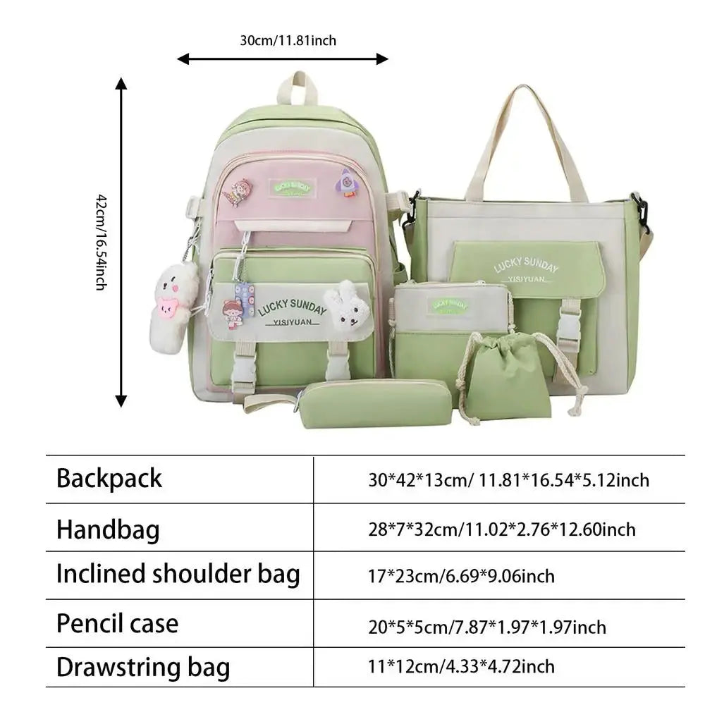 Large Capacity Canvas School Backpack Combo Set - Bag Combo Kit for Boys, Girls, Teenage & Students - Awesome Marketplace