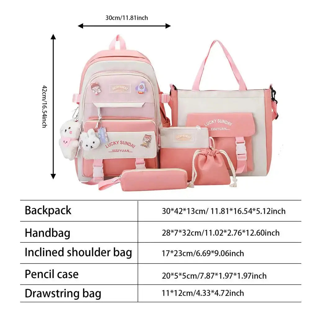 Large Capacity Canvas School Backpack Combo Set - Bag Combo Kit for Boys, Girls, Teenage & Students - Awesome Marketplace