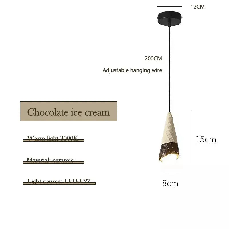 Creative Ice Cream Shop Lamp - Ceramic Pendant Light for Kids' Room, Nursery, Bedside - Awesome Marketplace