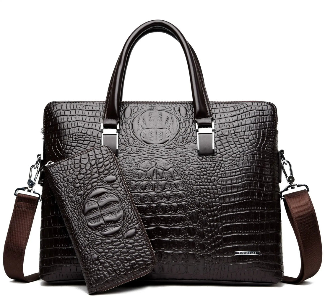 Designer Crocodile Leather Laptop handbag for Men and women - Awesome Marketplace