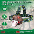 Dinosaur Headlamp Kids Headlight Dinosaur Flashlight with Realistic Roar Sound 4 Modes Adjustable Headband Kid Camping Gear Unique Gifts for Boys Doba