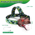 Dinosaur Headlamp Kids Headlight Dinosaur Flashlight with Realistic Roar Sound 4 Modes Adjustable Headband Kid Camping Gear Unique Gifts for Boys Doba