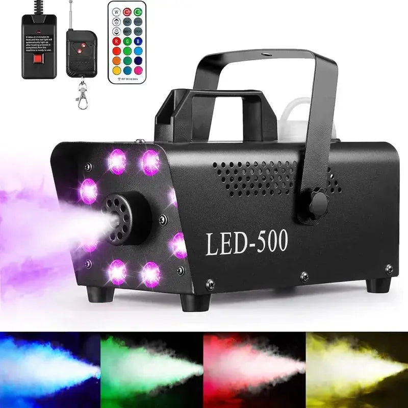 Colorful Smoke Ejector - 500W LED Fog Machine with Remote for DJ Party and Stage Lighting Effects - Awesome Marketplace