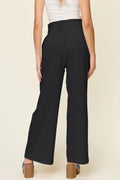 Double Take Full Size Texture Smocked Waist Wide Leg Pants Trendsi