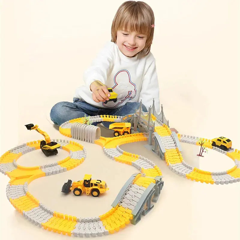 Educational Toys Mini Car and Train Track Sets Children's Railway Hot Racing Vehicle Models Flexible Track Game Brain Awesome Markeplace